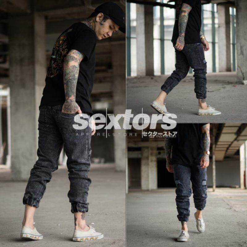 Celana Jeans Pria / Celans Jogger Sobek Terbaru / Celana Kekinian