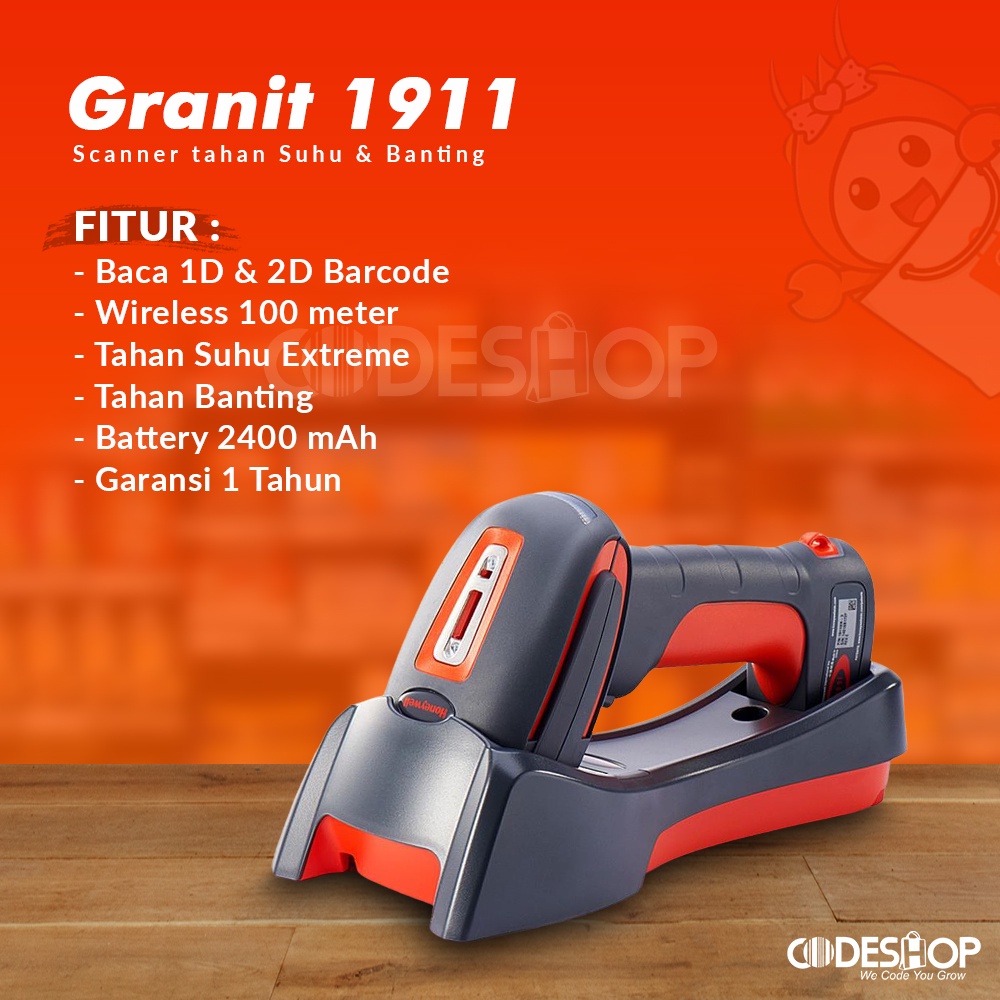 Scanner Barcode 2D Honeywell Granit 1911i Wireless