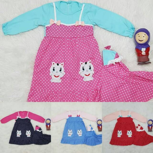 Baju Muslim Anak Bayi Gamis Lucu Kucing