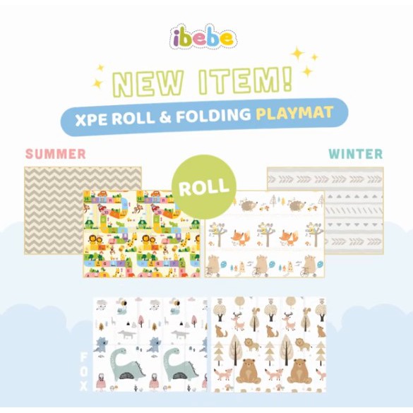 Playmat folding Ibebe / Karpet Anak Ibebe / Karpet Anak Motif 2 Sisi / Karpet Lipat