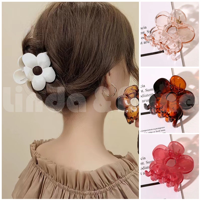 Jedai Jepit Rambut Wanita Bunga Transparan Korean Fashion Aksesoris Import