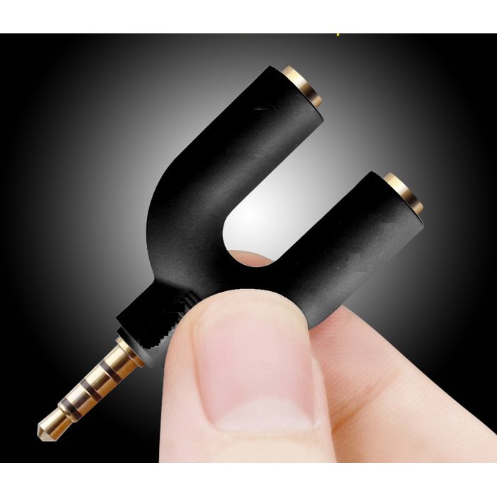 U Shape Splitter Audio + Mic Jack 3.5mm Headphone Mic Ke Smartphone