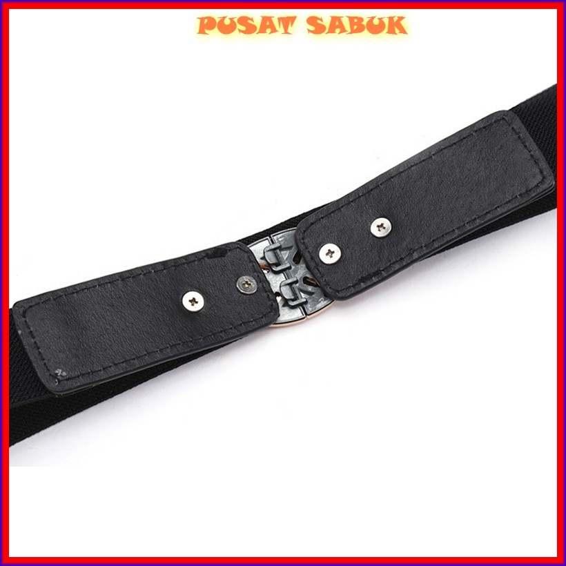 Ikat Pinggang Belt Fashion Sabuk Gesper Cewek Emas Kecil Korea Karet Women Gasper Slim Hitam