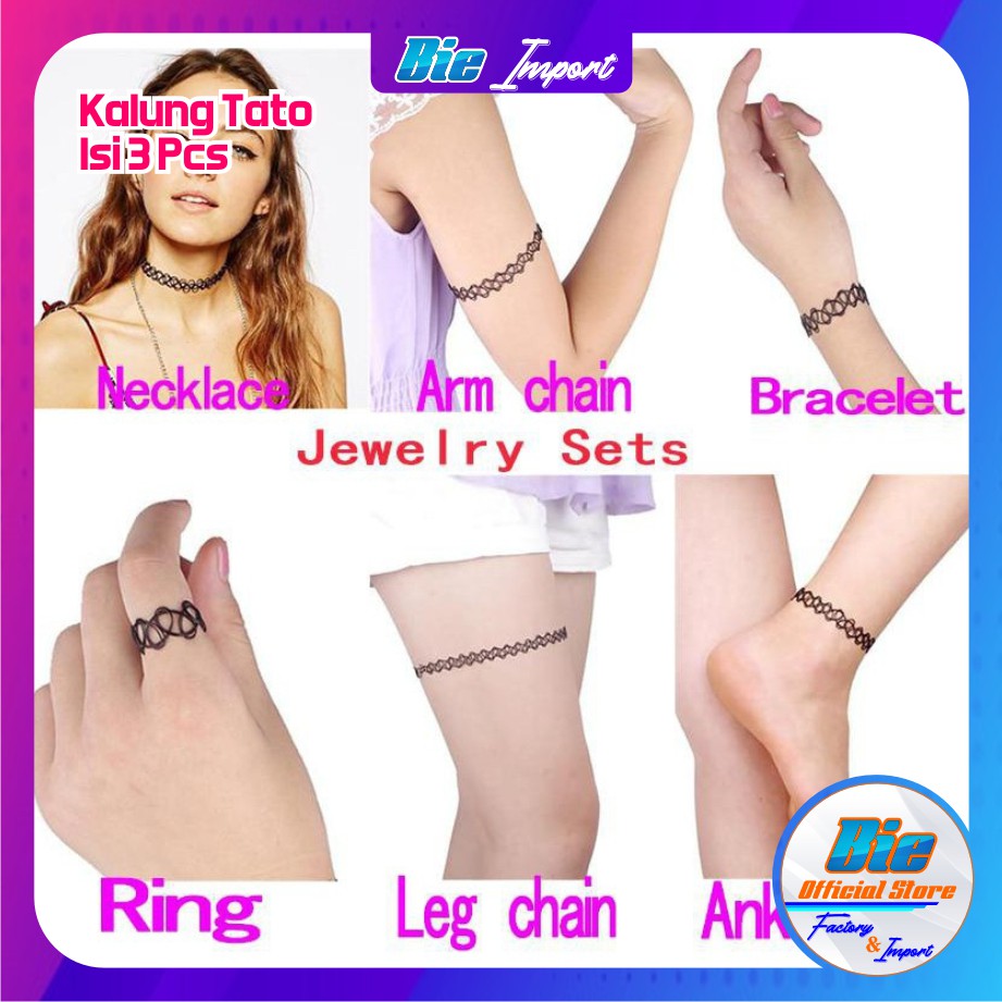 isi 3 Pcs Kalung Gelang Tatto Etnik Premium Impor Best Seller