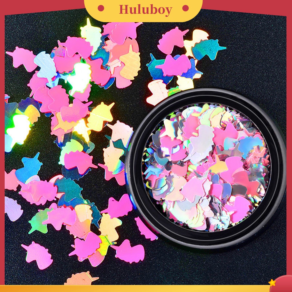 Huluboy Huluboy♡ Stiker Sequin 3D Warna Pelangi Untuk Dekorasi Manicure