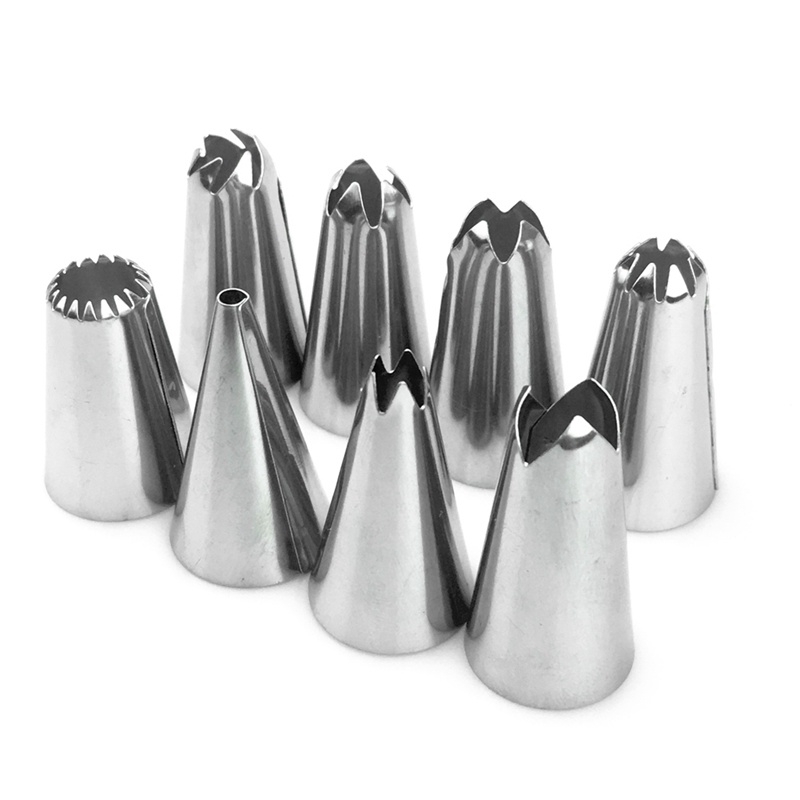 14Pcs/Set  Silicone Icing Piping Cream Pastry Bag With Stainless Steel Nozzle DIY Cake Decorating Tips Set / Reusable Pastry Bags Nozzle