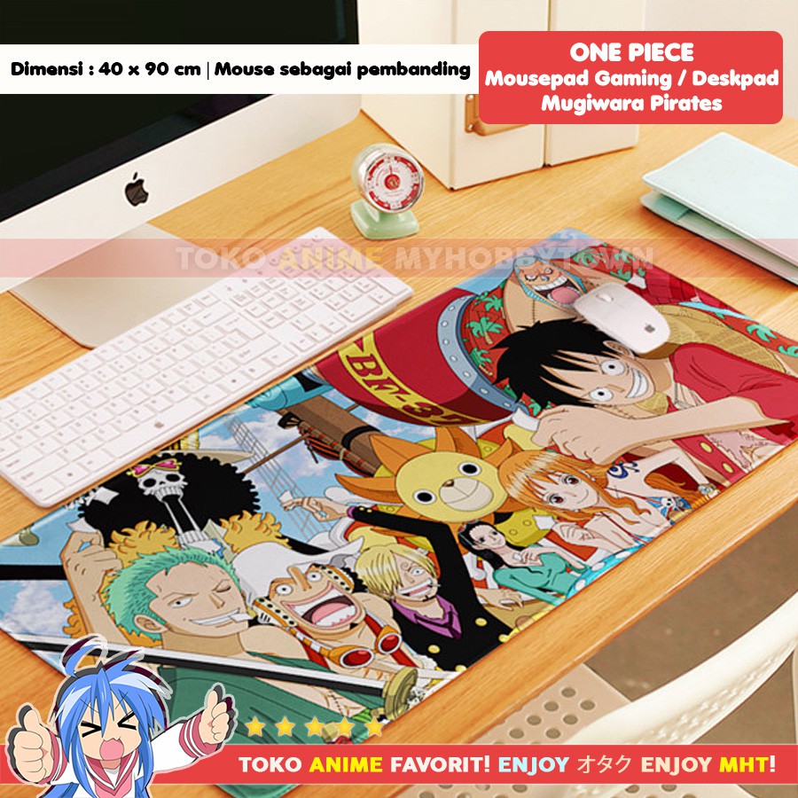 Mousepad Anime Gaming Deskpad Anime One Piece : Mugiwara Pirates Luffy Zoro Sanji Usopp Nami Boa Franky Brook