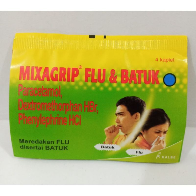 Mixagrip Flu Dan Batuk 1box isi 25 strip, 1strip isi 4tablet.