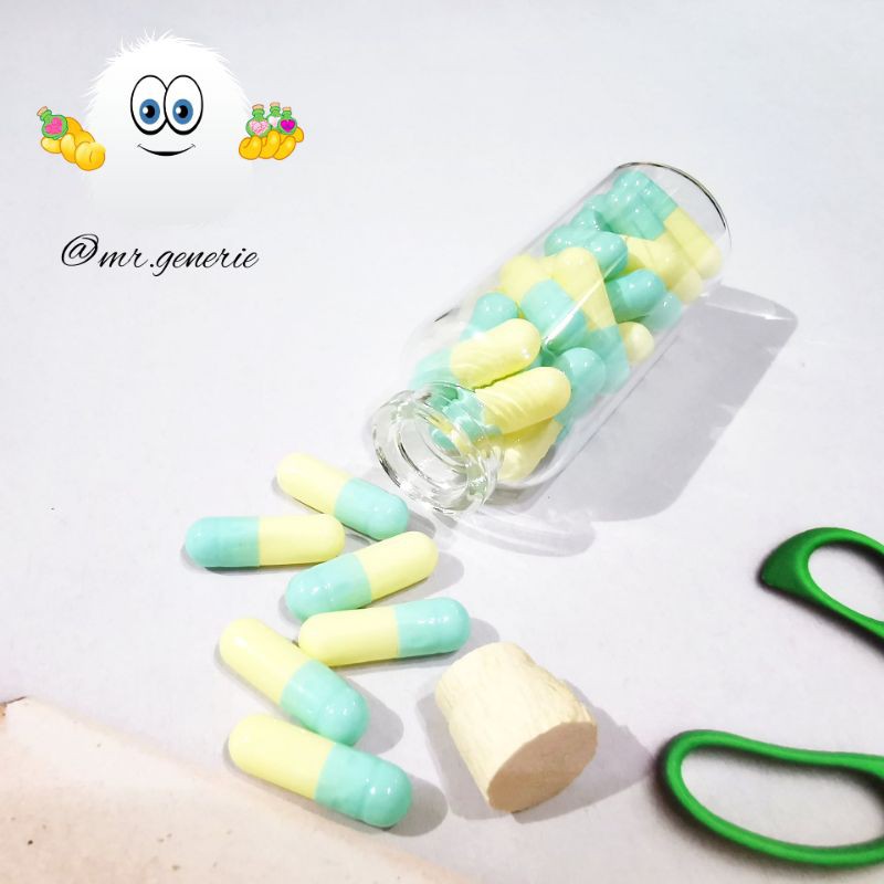 Botol Kapsul Ukuran 0 / Botol kaca tutup gabus kayu / sumbat / bottle charm / kapsul kosong 500mg