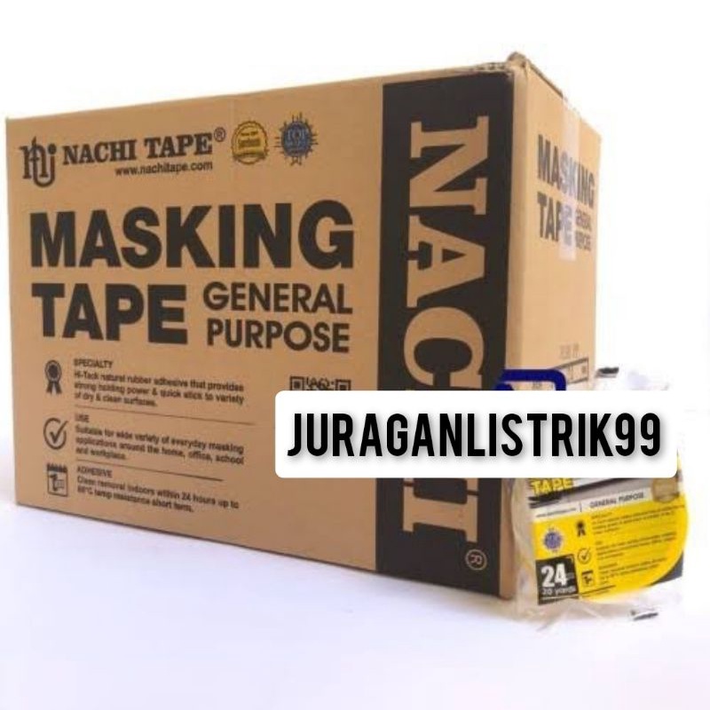 

1 Dus / 96 Roll NACHI MASKING TAPE ISOLASI KERTAS 1INCH 24MM x 20 YARD