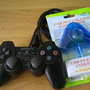 [Paketan] 1 Stik Ps2 Original Pabrik + 1 converter USB - Buat main Game di PC &amp; Ps3