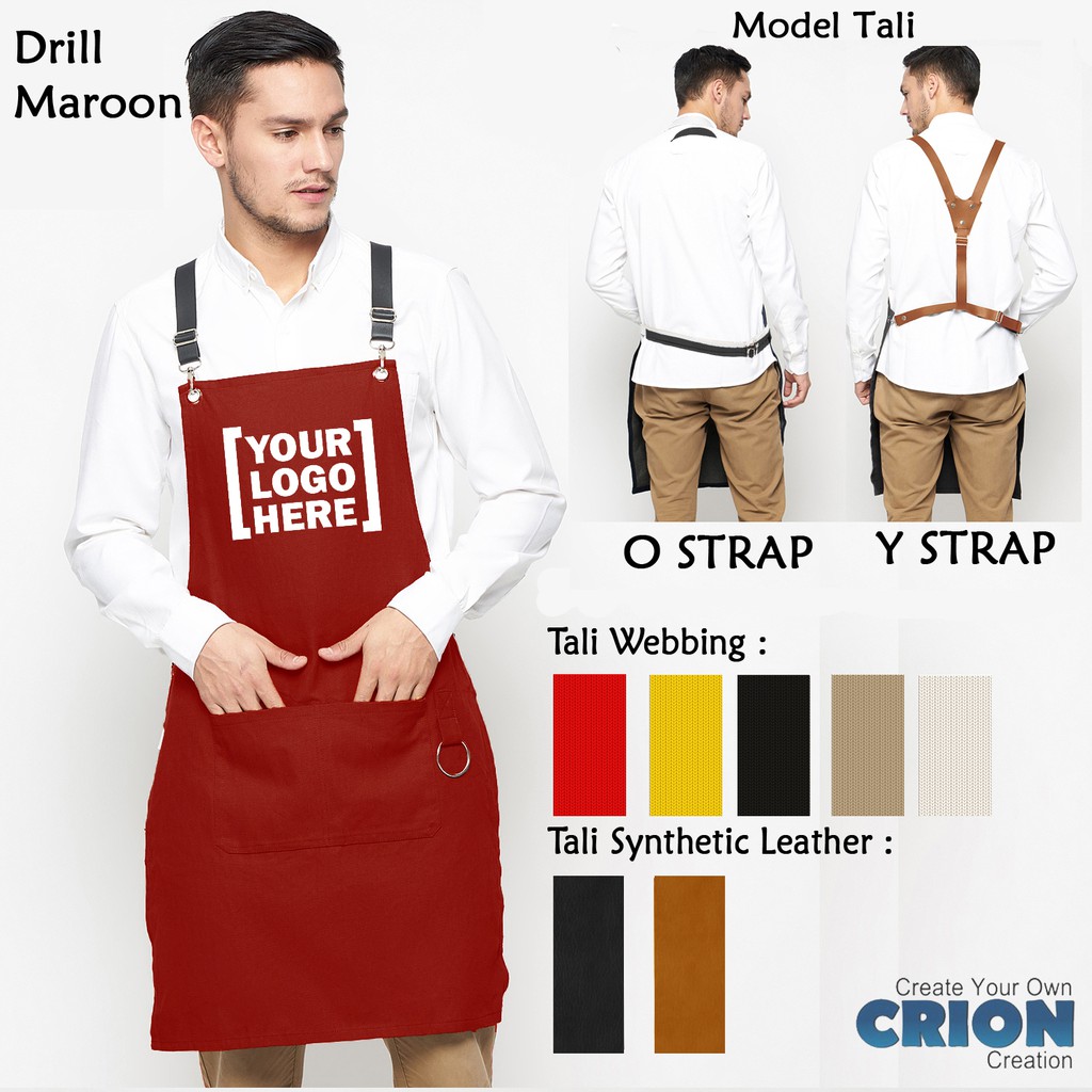 Celemek Apron Barista / Barber / Chef fully customize logo by Crion