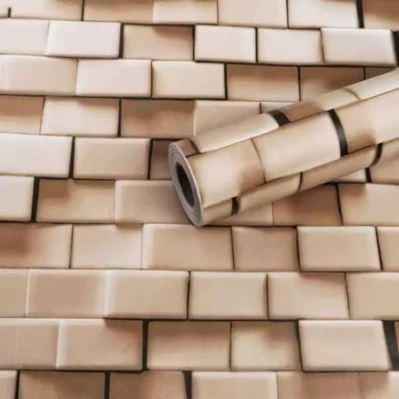 Wallpaper Dinding Sticker Dinding Batu Alam Granit Coklat 3D Terbaru