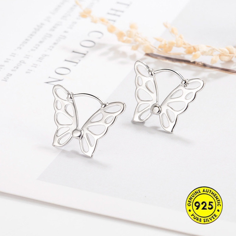 Anting Tusuk Model Kupu-Kupu Hollow 18K Untuk Wanita U1063