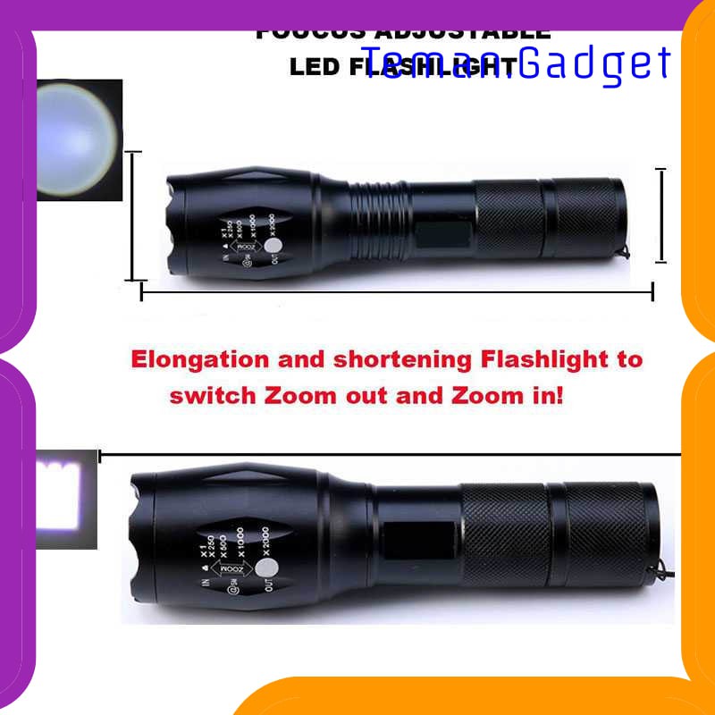 TG-IE176 TaffLED Paket Flashlight Cree XM-L2 + Baterai 18650 + Charger - E17