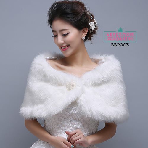 [READY STOCK] AKSESORIS WEDDING BOLERO BULU PESTA PENGANTIN PREMIUM BBP003