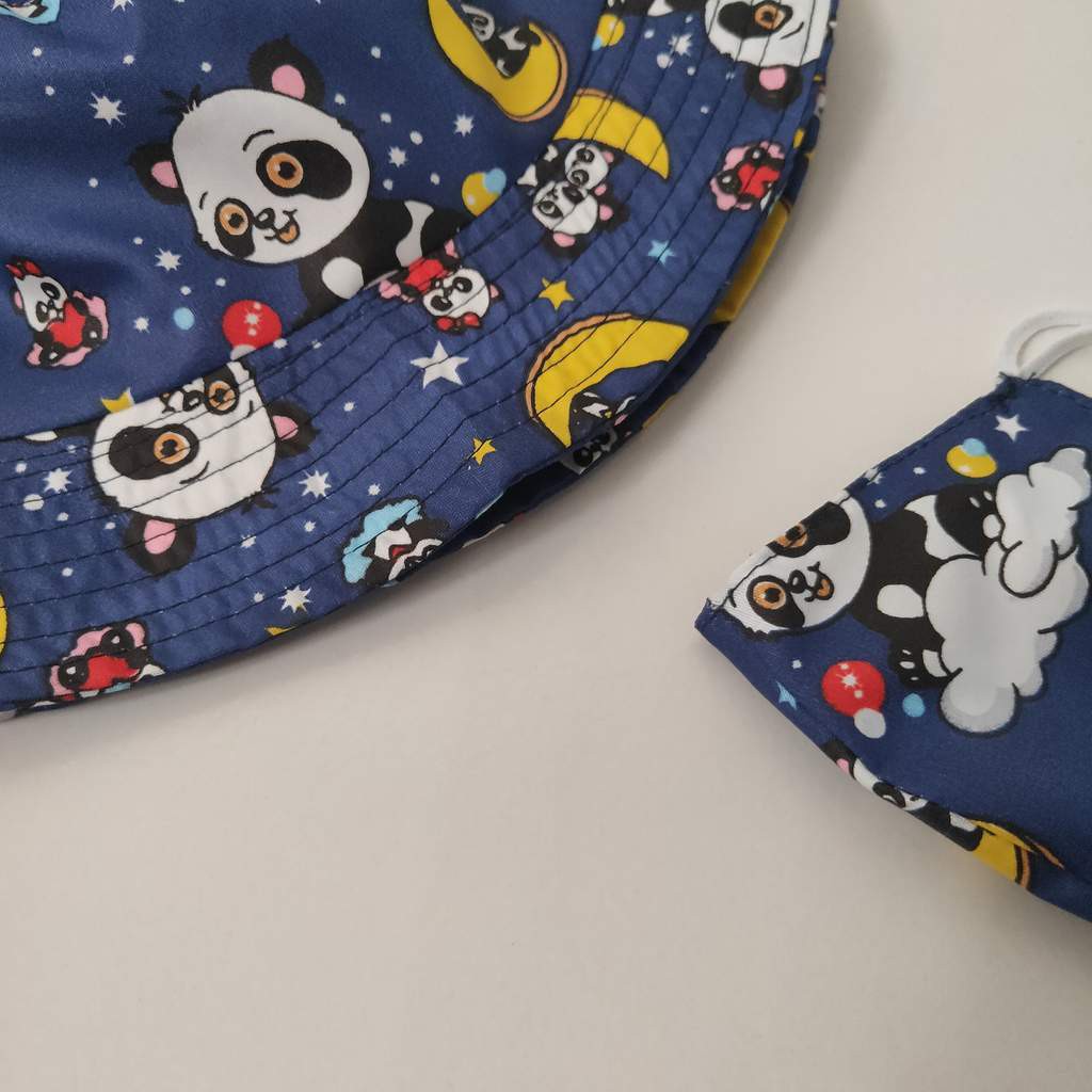Topi anak bucket Pantai motif set Masker kain BA-SET