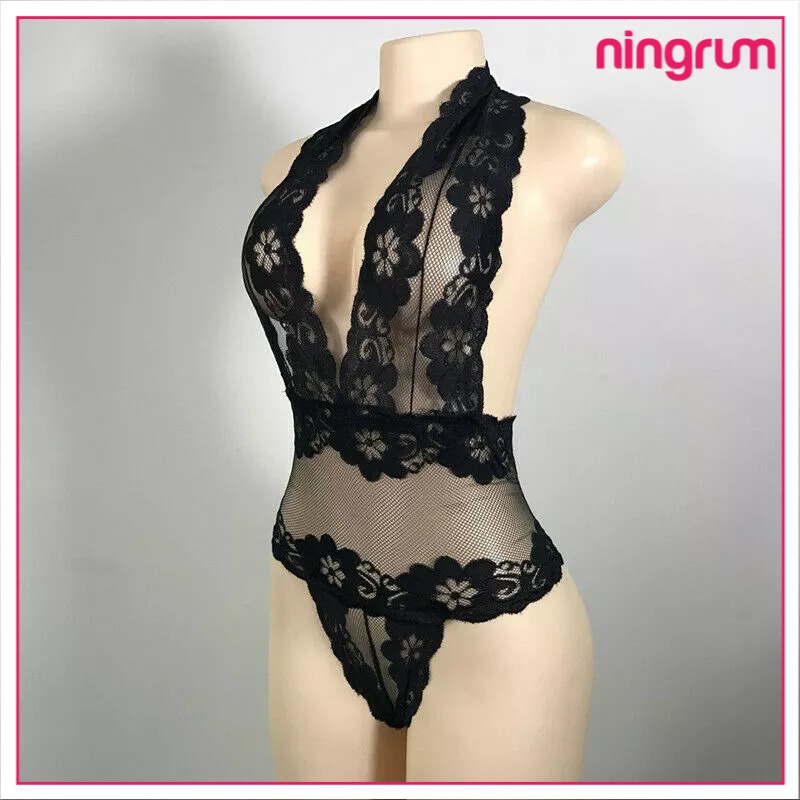 Ningrum Pakaian Dalam Wanita Lingerie Sexy Hot Baju Tidur Sexy Renda Seksi Mesh Pakaian One Piece - 4007