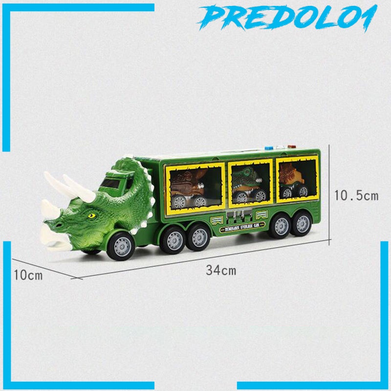 (Predolo1) Mainan Truk Transportasi Dinosaurus Model Pull Back Warna Hijau Untuk Anak Laki-Laki