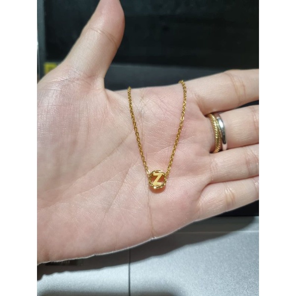 set kalung anak dan liontin bulat inisial huruf z elegant emas asli