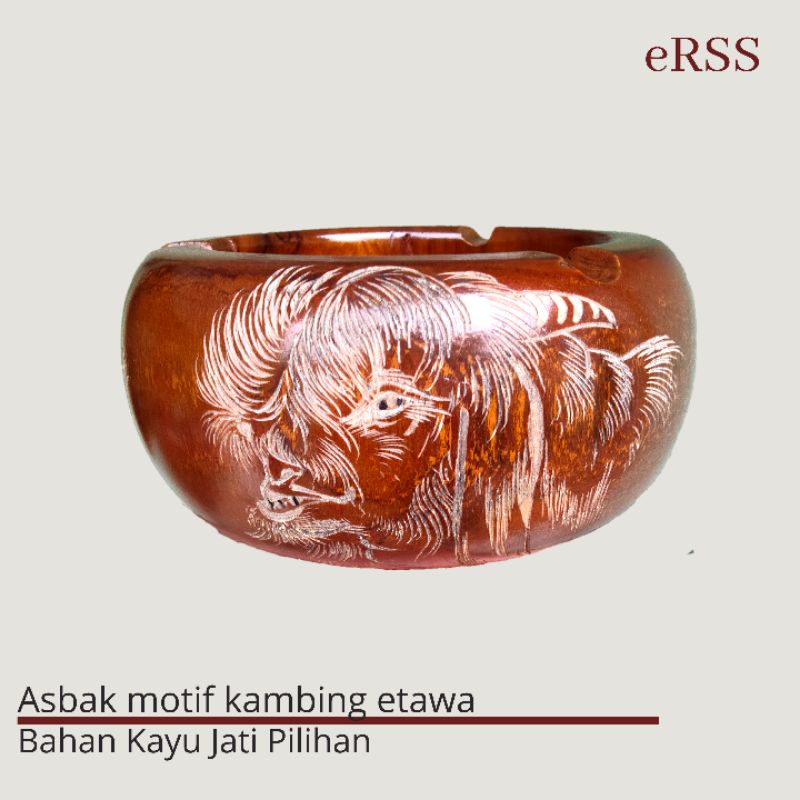 ASBAK BAHAN KAYU JATI TUA MOTIF KAMBING ETAWA