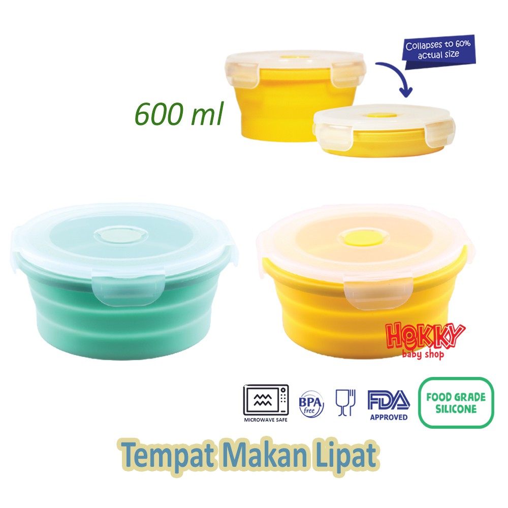 Baby Safe Collapsible Food Container Tempat Makanan Anak Bayi model Lipat 600ml