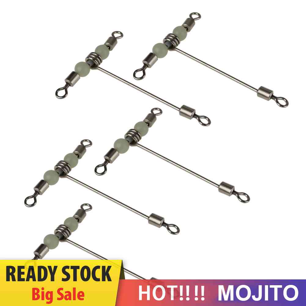 Kili-Kili Pancing Rolling Swivel Bentuk T Dengan Manik-Manik Mutiara Luminous