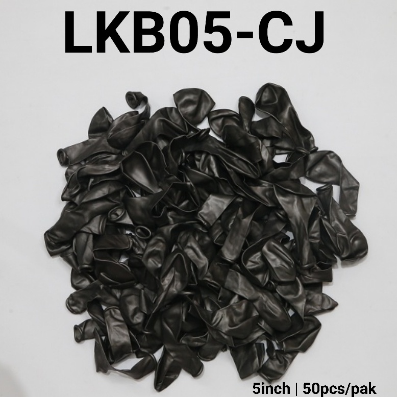 LKB05-CJ Balon latex 5inch isi 50 chrome tebal mengkilap hitam black (Balon Latex Bulat Chrome) papa