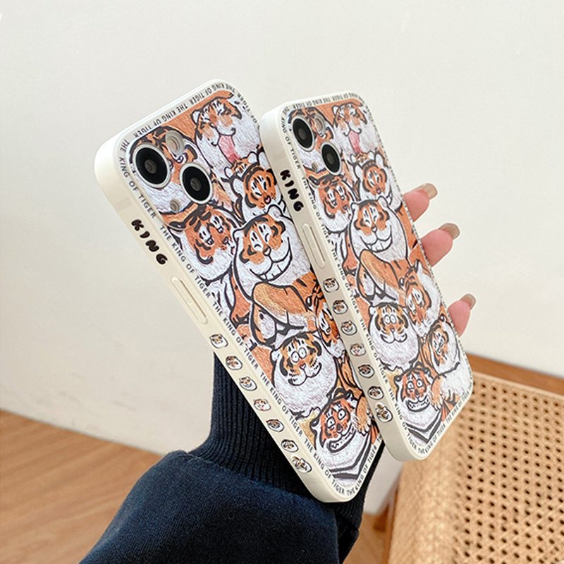 Funny Cartoon Tiger Case for iPhone 6S 7 8 Plus XR XS Max iPhone 11 12 13   Pro Max Apple Case ip 13 Smile Tiger Cover