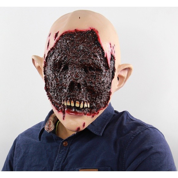 TOL-63 topeng latex wajah zombi kulit sobek halloween mask