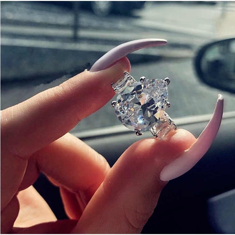 Cincin Zircon Putih Bahan Stainless Steel Untuk Wanita