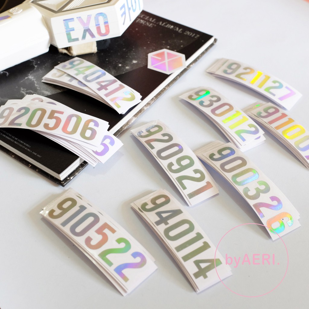 E X O Birthday Date HOLOGRAM STICKER (921127, 940412, dll) KPOP HOLOGRAM CUTTING STICKER