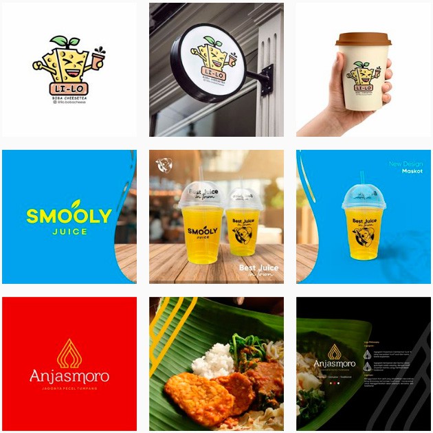 Jasa Pembuatan Logo Premium roti bakar restoran rice bowl snack salad buah sambal sepak bola stiker