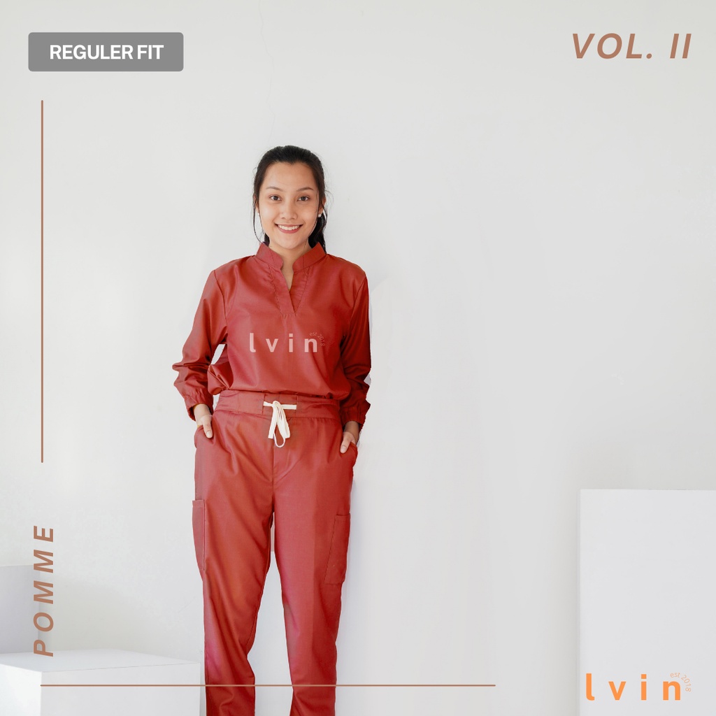 [Lvin ] Vol II -  Baju OKA Mandarin Collar Celana Reguler fit Lengan Panjang / Baju Jaga /Set Baju Celana Jaga Oka / Dokter Lengan Panjang / Baju OK