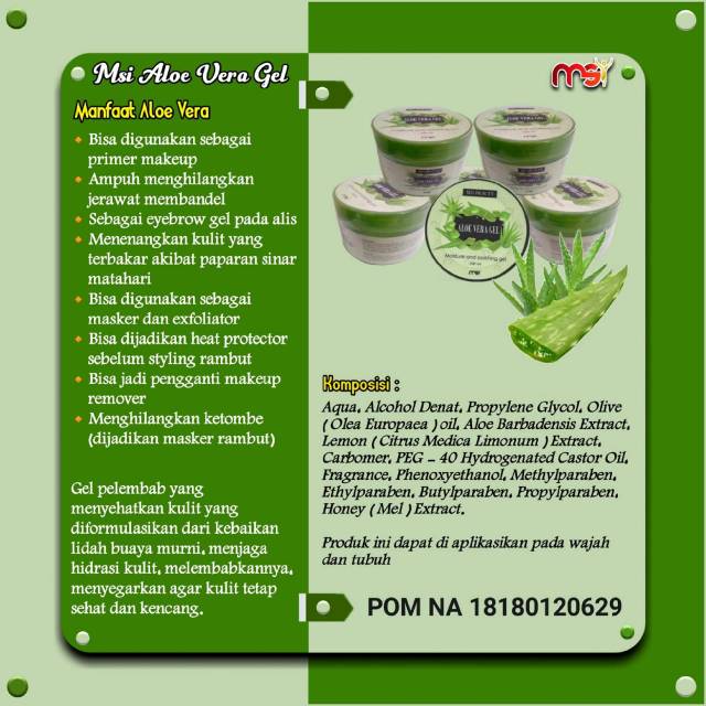 Msi Beauty Aloe Vera Gel Shopee Indonesia