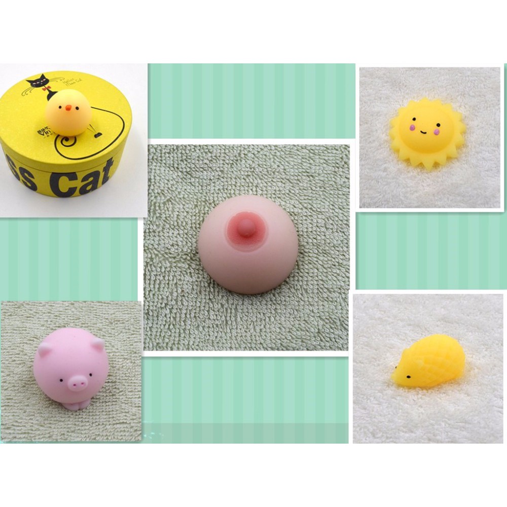 5Pcs/Lot Squishy Pig Breast Animals Sun Hedgehog Antistress Ball Squeeze Toys Sticky Squishi