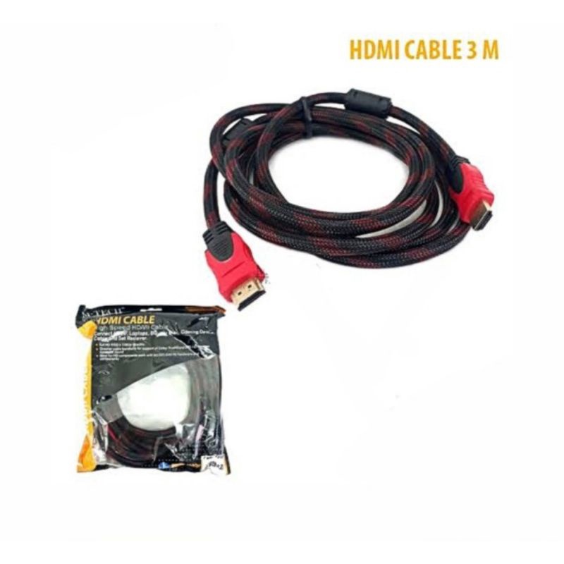 KABEL HDMI 3M SERAT JARING HDMI TO HDMI 3 m 1080P V1.4 3D HQ