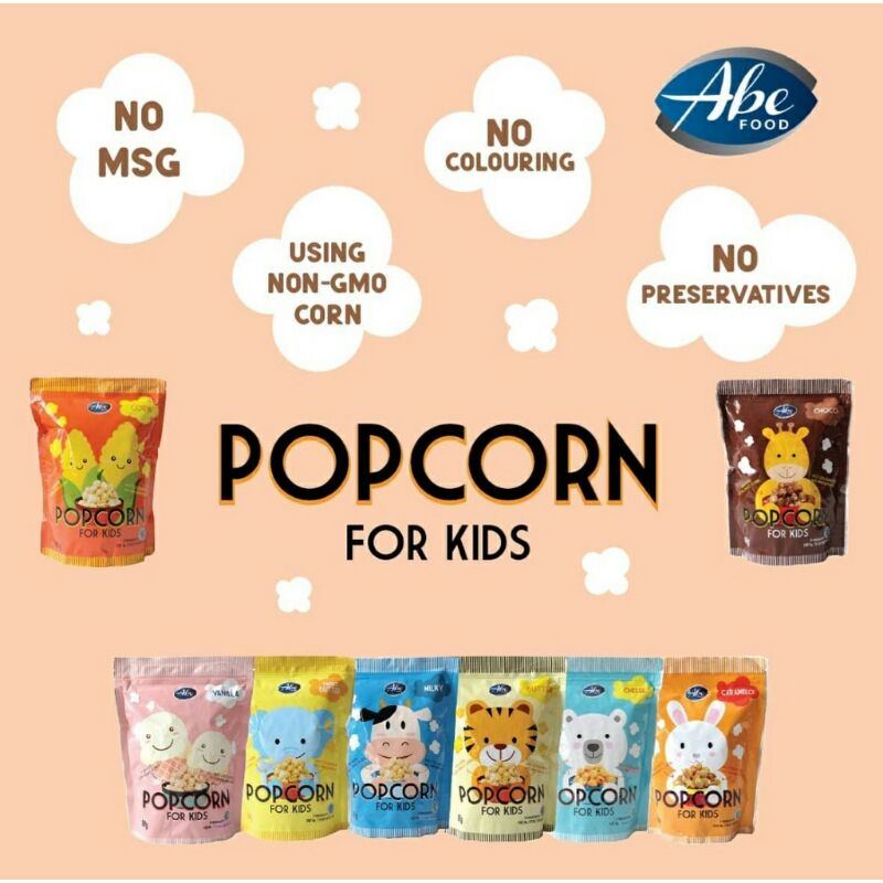 

ABE FOOD Popcorn For Kids 80gr/ Snack Sehat Popcorn Anak Tanpa MSG