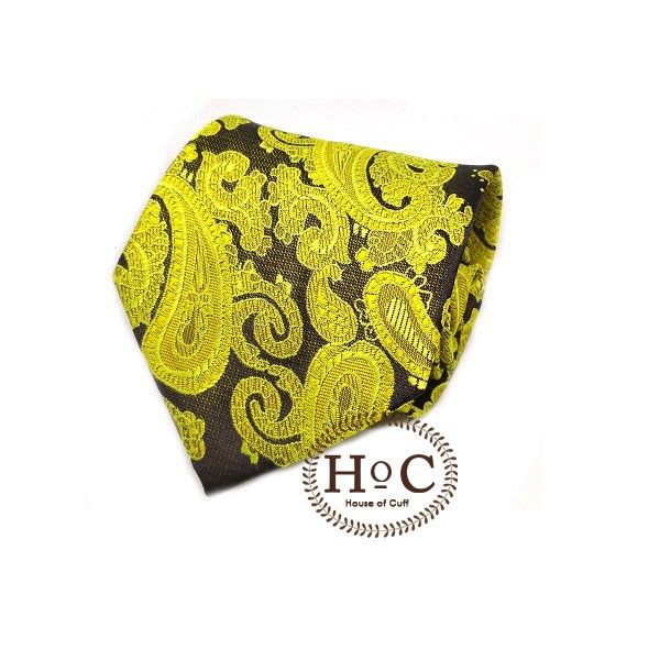 Houseofcuff Dasi Neck Tie Motif Wedding Best Man Yellow Black Batik Tie - Kuning Hitam