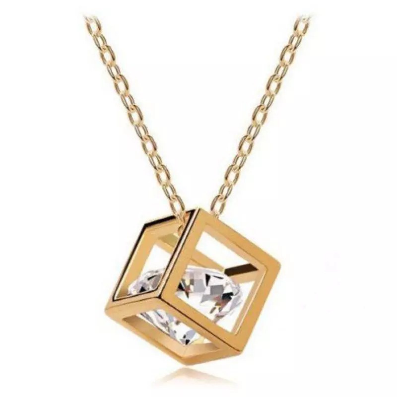 New Simple Zircon Kristal Kalung Persegi Transparant Berlian Imitasi Liontin Kalung Untuk Wanita Perhiasan Bijoux Collier Femme