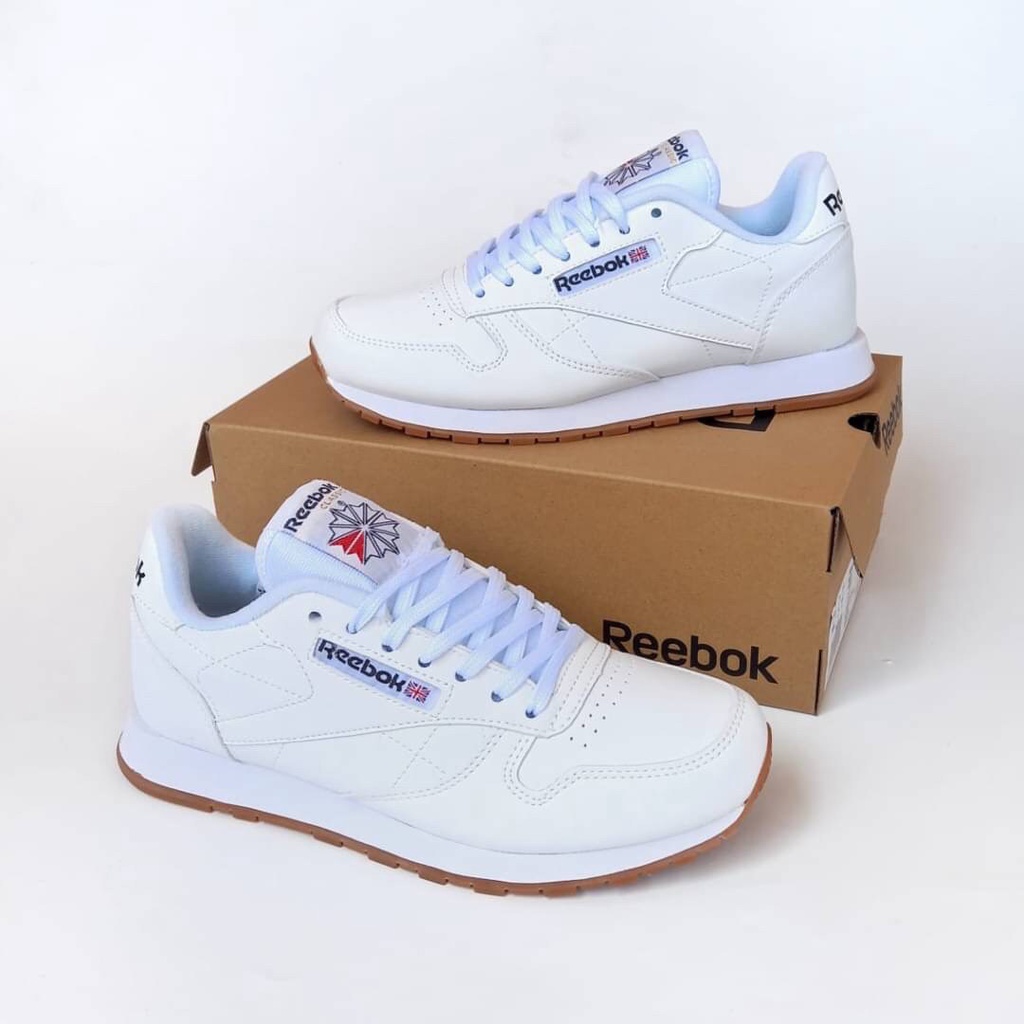 Sepatu Reebok Reebook Rebok Classic Leather White Putih Gum Sneakers Sneaker Kasual Wanita Women Cew