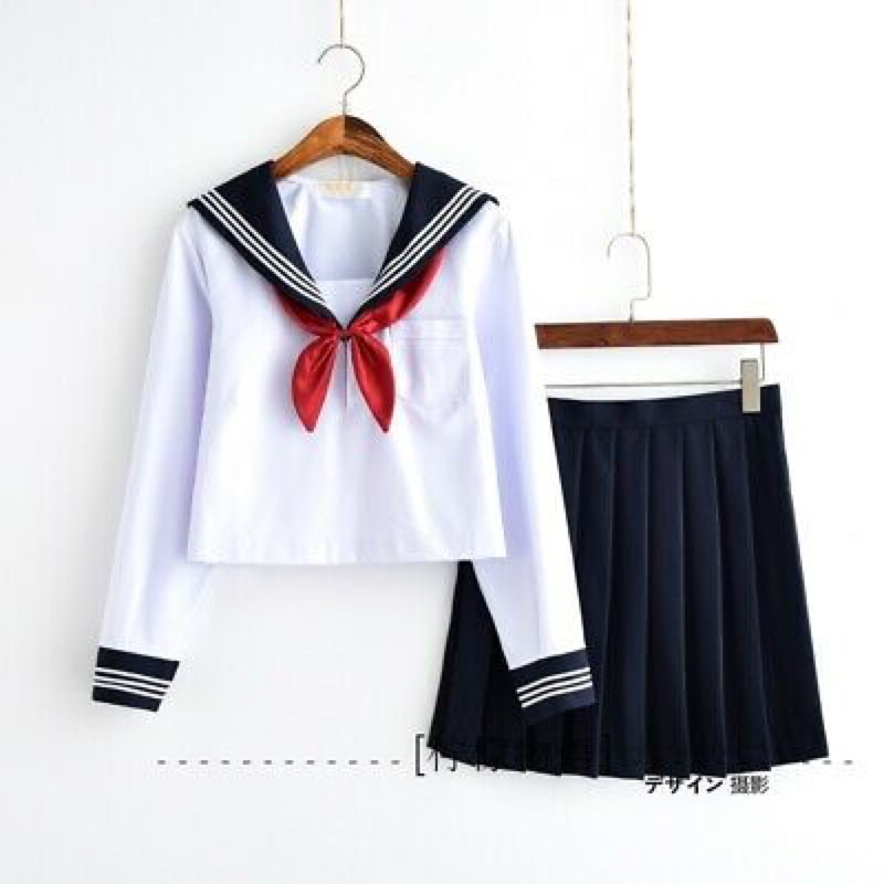 seifuku jepang Japanese School Uniform Skirt Sailor Outfit Costumes JK Uniform Suit Girls Pleated Skirt Anime Cosplay Schoolgirl Uniform Tops