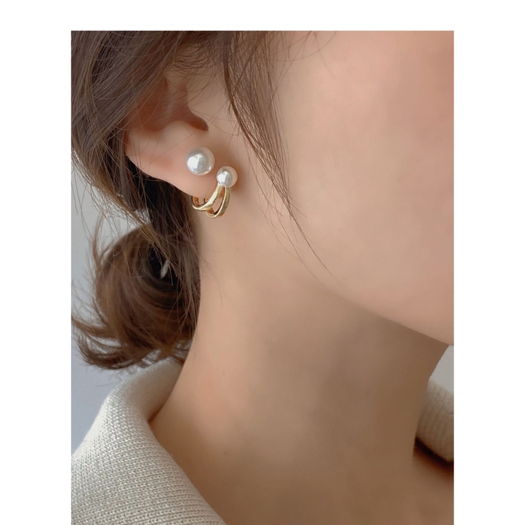 Anting Mutiara Bahan 925 Silver Plated Gaya Korea Untuk Wanita