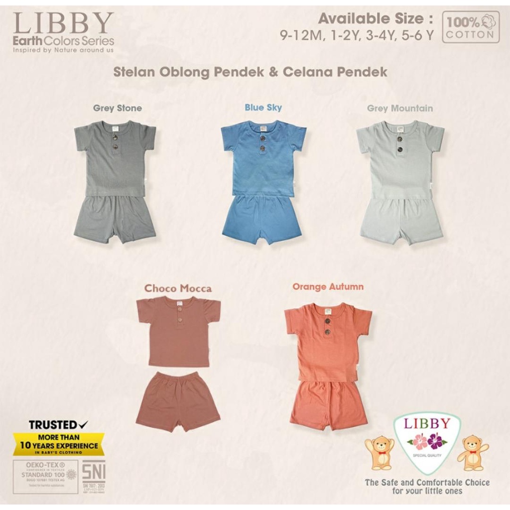 LIBBY EARTH SERIES SETELAN OBLONG PENDEK / SETELAN BAYI DAN ANAK