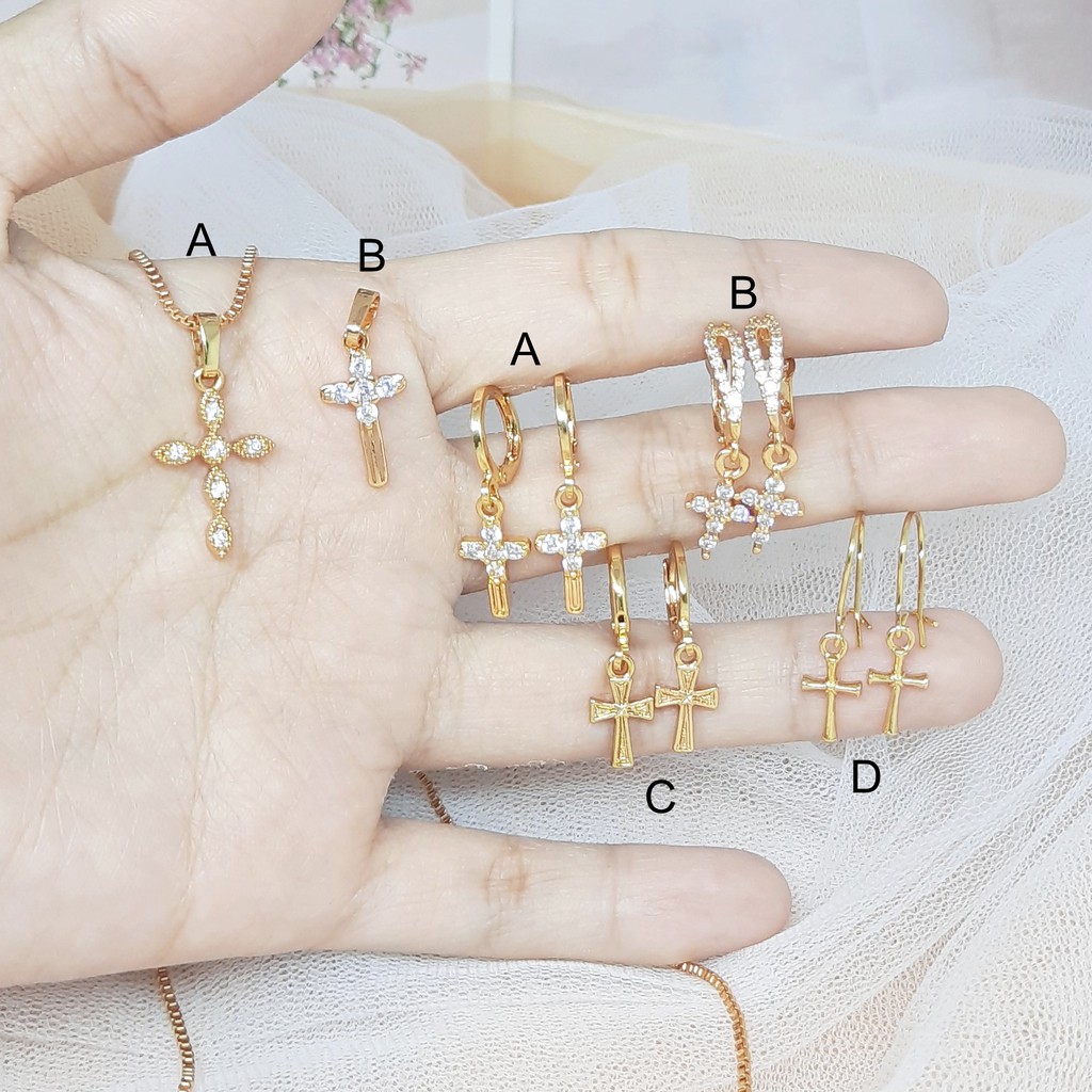 Set Salib Kalung Gelang Jurai Liontin Anting Rhodium Xuping Lapis Emas BP016 BE381 BN446 BB640