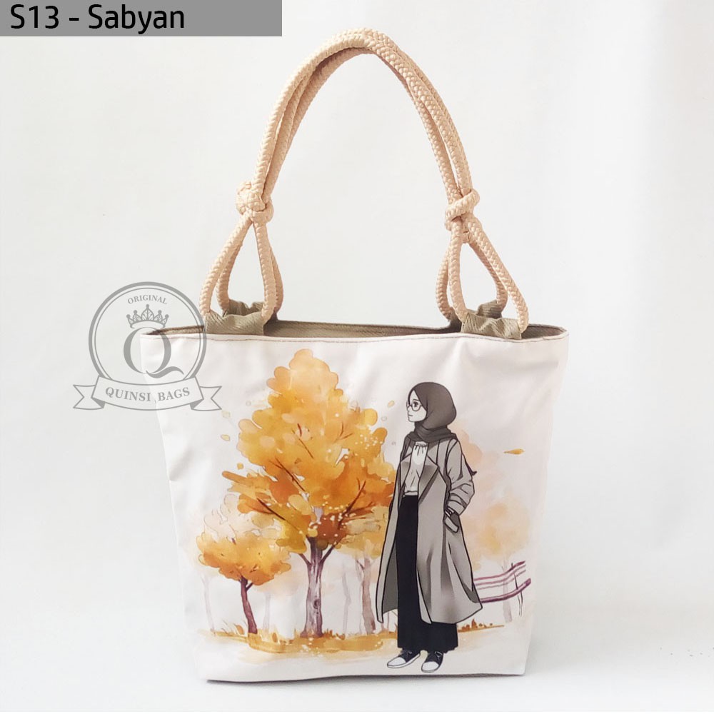 Termurah Tas Totebag Tali Sumbu Unik Gambar Motif Printing