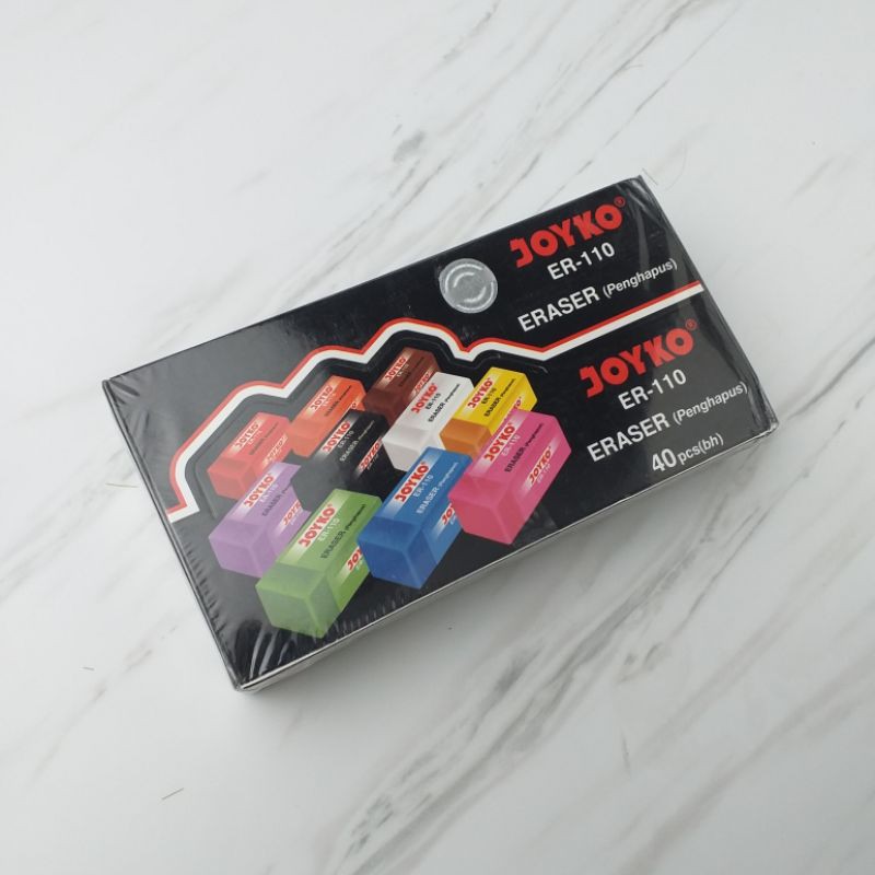 1 Box/ 40 pcs Penghapus Joyko ER-110 Kotak Kecil Warna-warni Setip Eraser