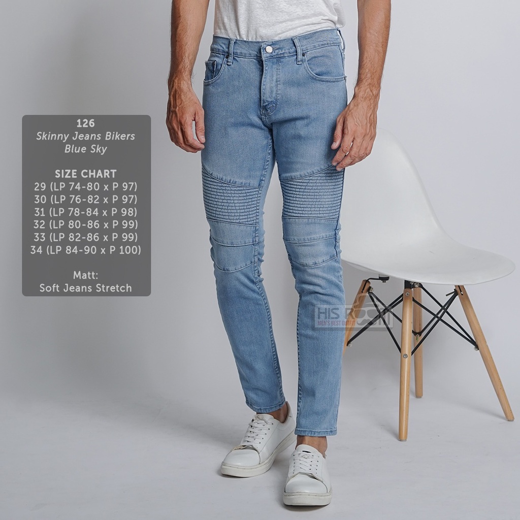 HSRM - Celana Jeans Bikers Pria Skinny Jeans Pria Premium Biker Jeans Cowok Celana Pria Panjang 107