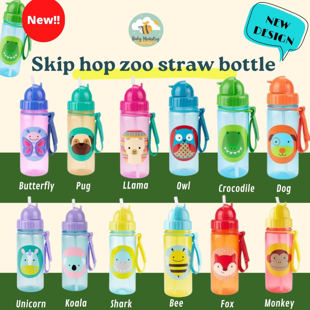 NEW Skip Hop ORIGINAL Zoo Straw Bottle / skiphop zoo straw Botol Minum Skiphop / botol minum anak sekolaj