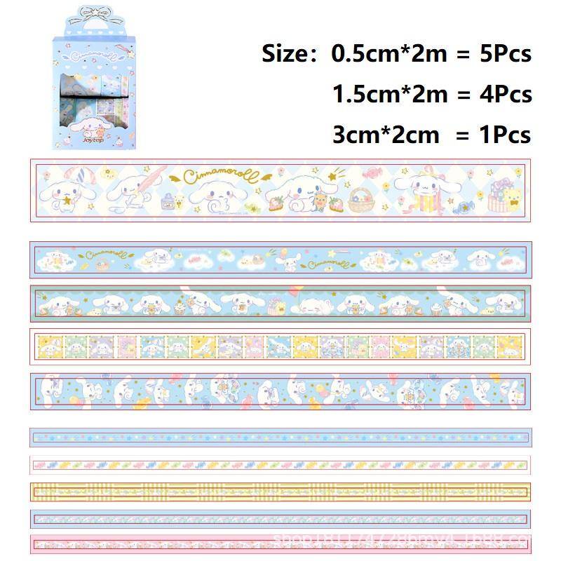 10pcs / Set Selotip Washi Motif Kartun Sanrio mymelody Kuromi Cinnamoroll Untuk Scrapbook